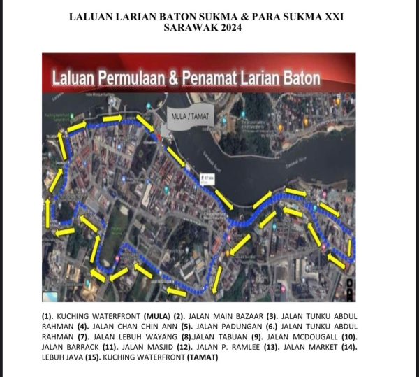 Jalan utama ditutup beri laluan Larian Baton Sukma, Para Sukma XXI