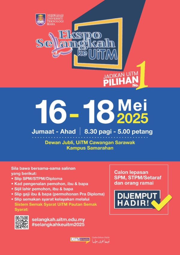 Peluang belajar UiTM, kunjungi Ekspo Selangkah Ke UiTM mulai 16-18 Mei ini
