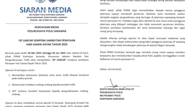 ‘Op Lancar’ sempena Gawai tumpu kawasan kerap kemalangan