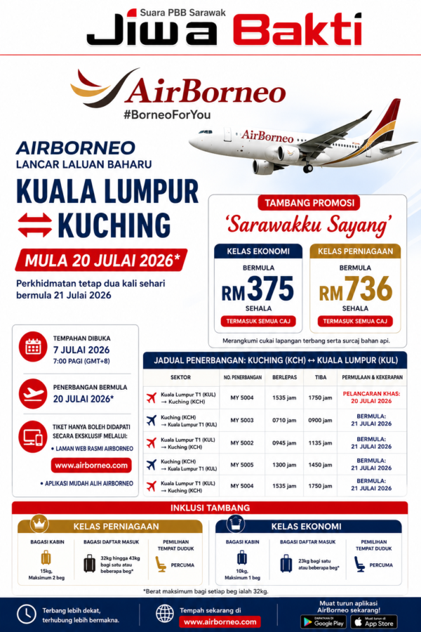 AirBorneo perkenal tambang promosi ‘Sarawakku Sayang’ bermula RM375 sehala