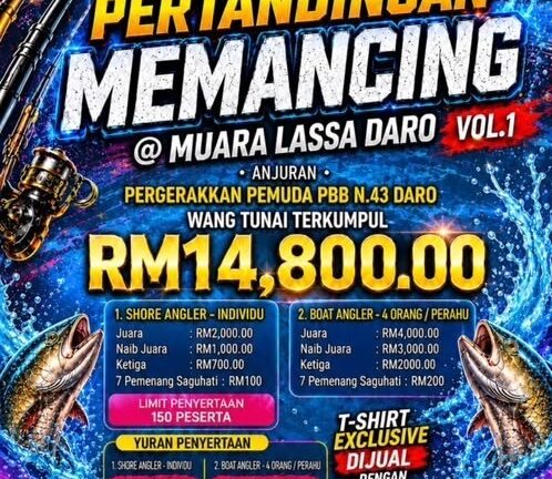 RM14,800 jadi taruhan Pertandingan Memancing Muara Lassa